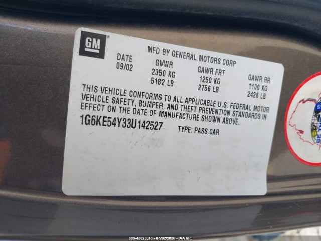 Продажа на аукционе авто 2003 Cadillac Deville Dhs, vin: 1G6KE54Y33U142527, номер лота: 45523313