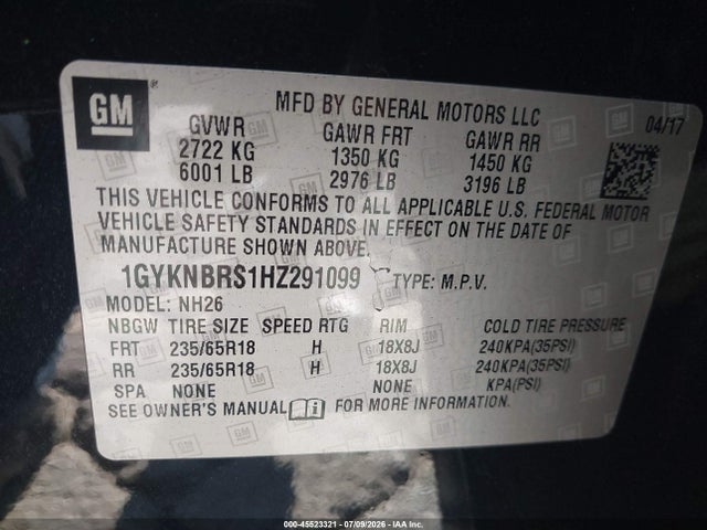 Cadillac XT5 LUXURY 2017 1GYKNBRS1HZ291099 Image 9