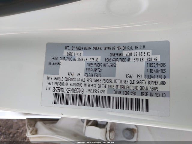 3MZBM1U72FM169949 Mazda Mazda3 I Sport