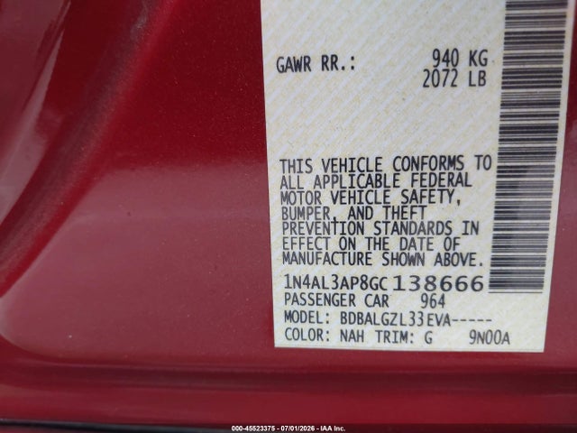 Nissan Altima 2.5 S 2016 1N4AL3AP8GC138666 Image 9