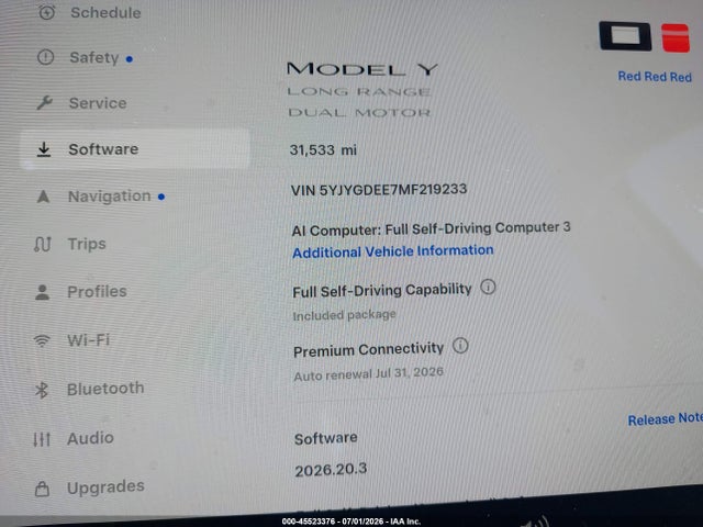 Продажа на аукционе авто 2021 Tesla Model Y Long Range Dual Motor All-wheel Drive, vin: 5YJYGDEE7MF219233, номер лота: 45523376