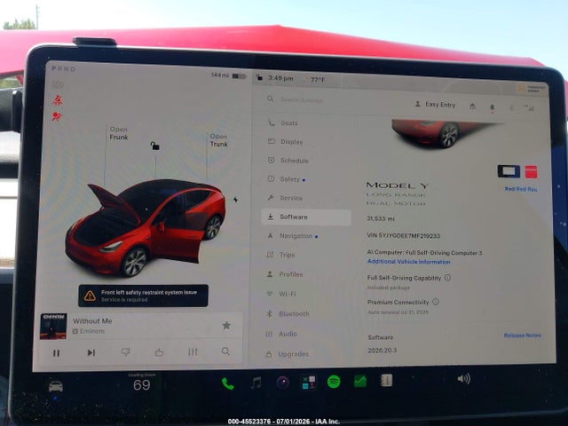 Продажа на аукционе авто 2021 Tesla Model Y Long Range Dual Motor All-wheel Drive, vin: 5YJYGDEE7MF219233, номер лота: 45523376