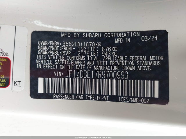 Subaru Brz Limited 2024 JF1ZDBE17R9700993 Image 9