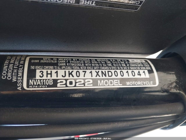 Honda NVA110 B 2022 3H1JK071XND001041 Image 10