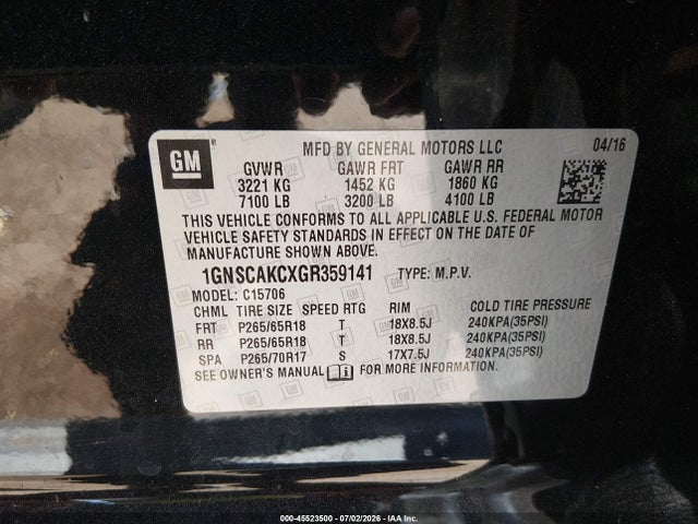 Chevrolet Tahoe Ls 2016 1GNSCAKCXGR359141 Image 9