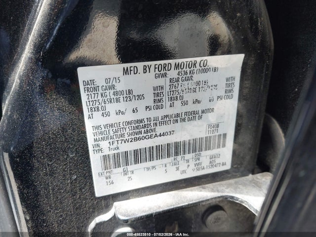 1FT7W2B60GEA44037 Ford F-250 Lariat/xl/xlt