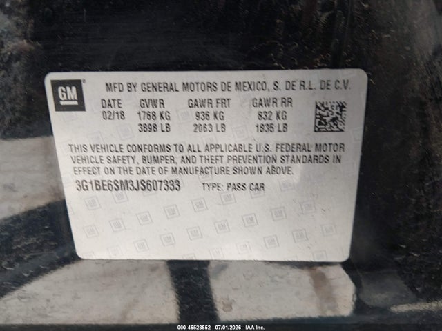 Chevrolet Cruze Lt Auto 2018 3G1BE6SM3JS607333 Image 9