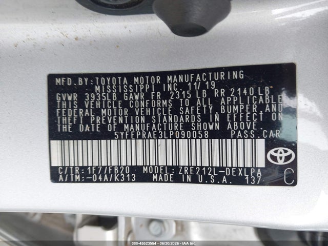 5YFEPRAE3LP090058 Toyota COROLLA LE