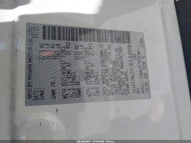 Продаж на аукціоні авто 2015 Nissan Rogue S, vin: 5N1AT2ML2FC852008, номер лоту: 45523577