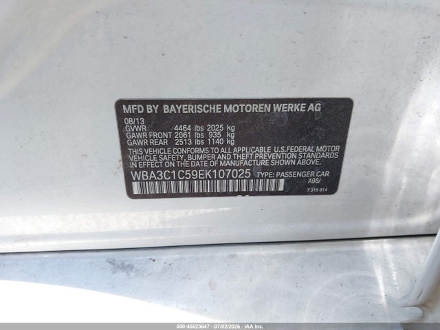 BMW 328I 2014 WBA3C1C59EK107025 Image 9