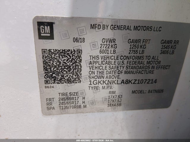 1GKKNKLA8KZ107214 GMC Acadia Sle-1