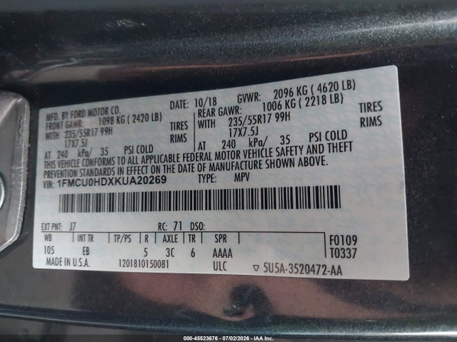 Ford ESCAPE SEL 2019 1FMCU0HDXKUA20269 Image 9