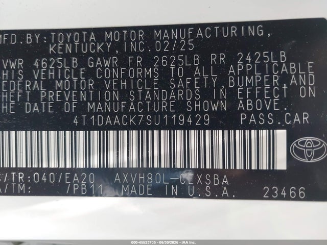 Toyota CAMRY SE 2025 4T1DAACK7SU119429 Image 9