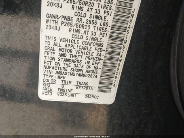 Продаж на аукціоні авто 2010 Infiniti Fx35, vin: JN8AS1MU7AM802674, номер лоту: 45523706