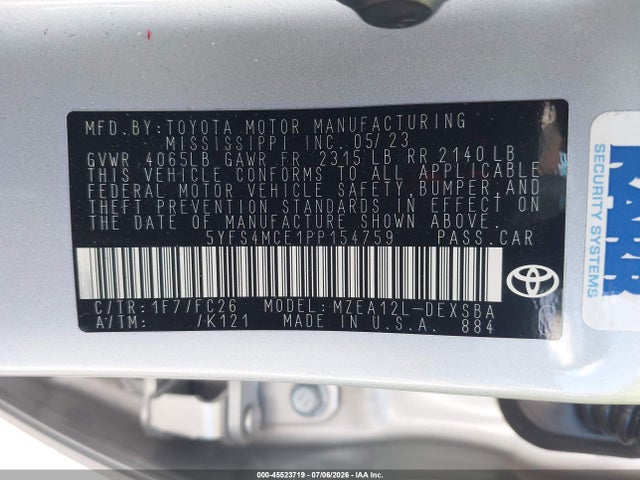 Toyota COROLLA SE 2023 5YFS4MCE1PP154759 Image 9