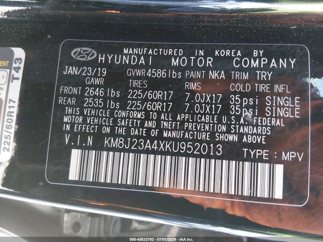 Hyundai TUCSON SE 2019 KM8J23A4XKU952013 Image 9