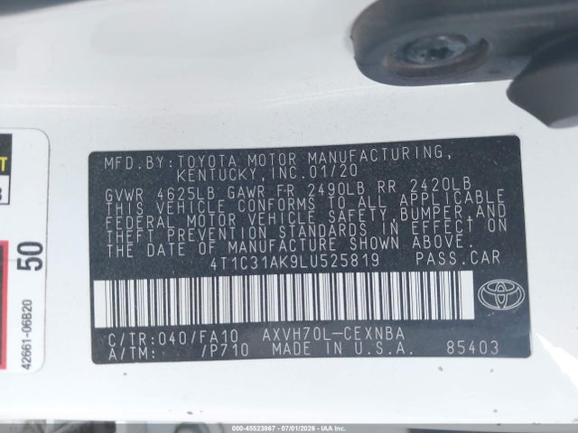 4T1C31AK9LU525819 Toyota Camry Le Hybrid