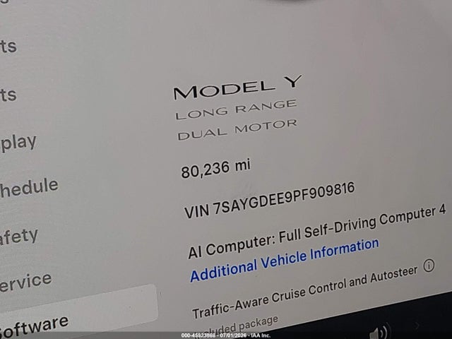 Продажа на аукционе авто 2023 Tesla Model Y Awd/long Range Dual Motor All-wheel Drive, vin: 7SAYGDEE9PF909816, номер лота: 45523868
