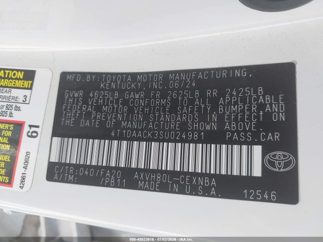 Toyota CAMRY LE 2025 4T1DAACK3SU024981 Image 9
