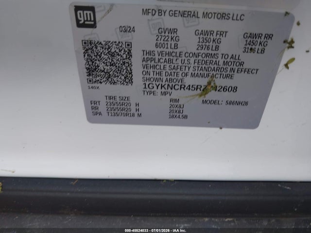 Aukcja sprzedaży 2024 Cadillac Xt5 Fwd Premium Luxury, vin: 1GYKNCR45RZ742608, numer aukcji: 45524033