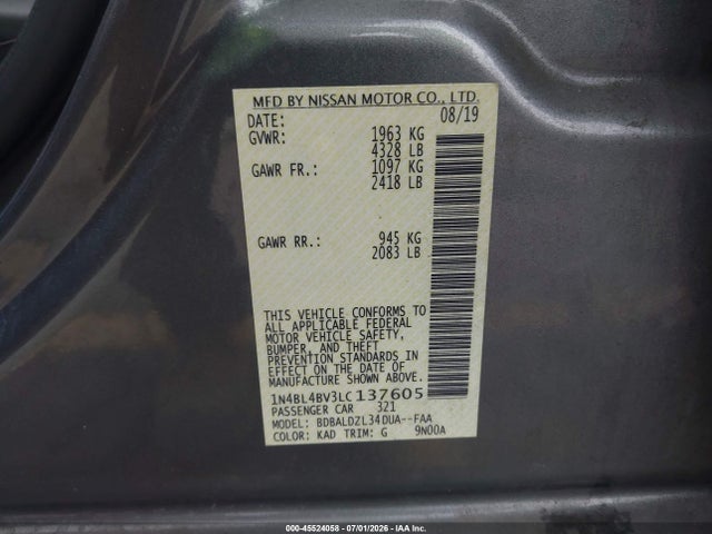 1N4BL4BV3LC137605 Nissan Altima S Fwd