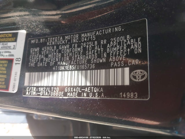 Продаж на аукціоні авто 2015 Toyota Avalon Xle Touring, vin: 4T1BK1EB5FU165736, номер лоту: 45524108