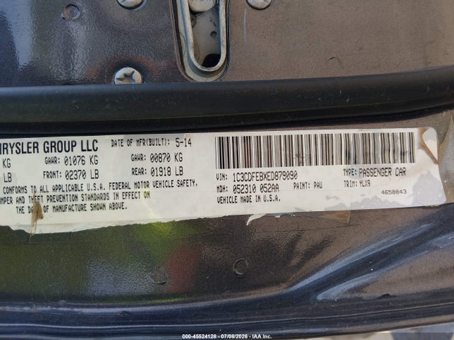 45524128 :رقم المزاد ، 1C3CDFEBXED879090 vin ، 2014 Dodge Dart Gt مزاد بيع