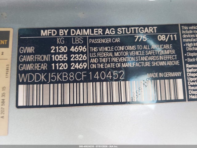 Продаж на аукціоні авто 2012 Mercedes-benz E 350, vin: WDDKJ5KB8CF140452, номер лоту: 45524235