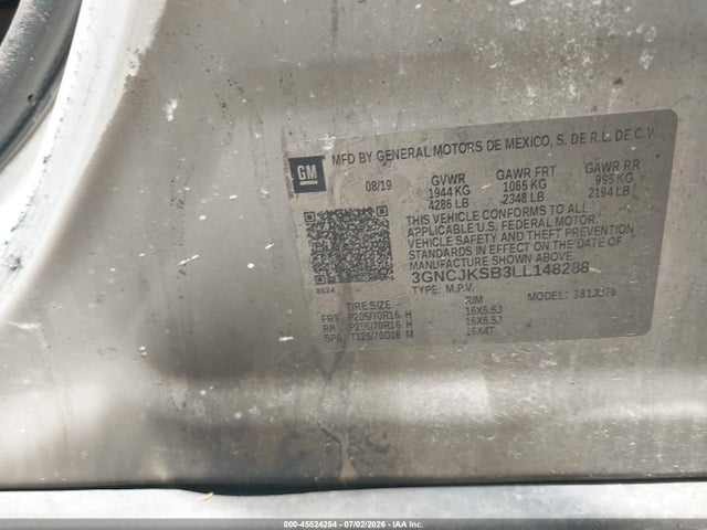 3GNCJKSB3LL148288 Chevrolet Trax Fwd Ls