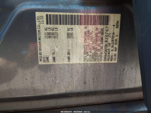 Продаж на аукціоні авто 2011 Nissan Maxima 3.5 S, vin: 1N4AA5AP3BC820767, номер лоту: 45524275