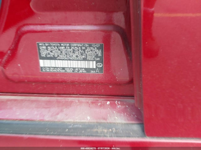45524278 :رقم المزاد ، JTHCK262182022003 vin ، 2008 Lexus Is 250 مزاد بيع