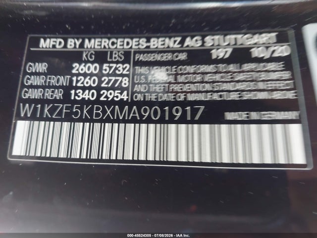 Aukcja sprzedaży 2021 Mercedes-benz E 450 4matic, vin: W1KZF5KBXMA901917, numer aukcji: 45524305