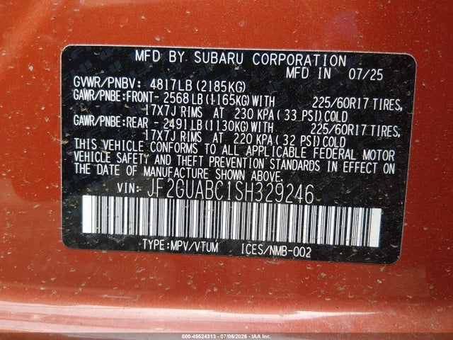 Subaru Crosstrek 2025 JF2GUABC1SH329246 Image 9