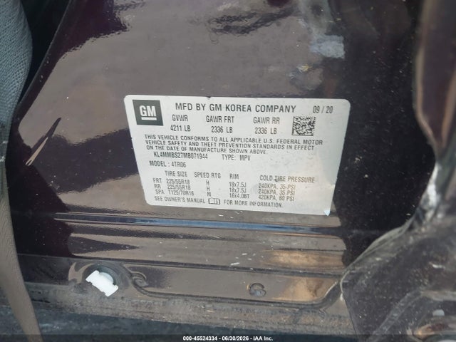 Aukcja sprzedaży 2021 Buick Encore Gx Fwd Preferred, vin: KL4MMBS27MB071944, numer aukcji: 45524334