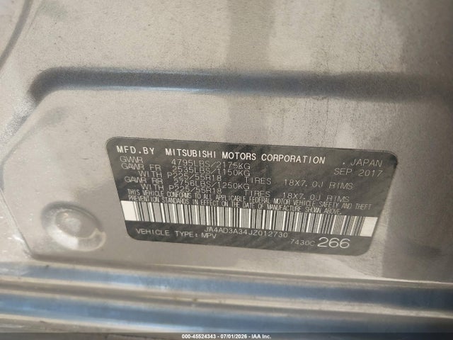 Aukcja sprzedaży 2018 Mitsubishi Outlander Sel, vin: JA4AD3A34JZ012730, numer aukcji: 45524343