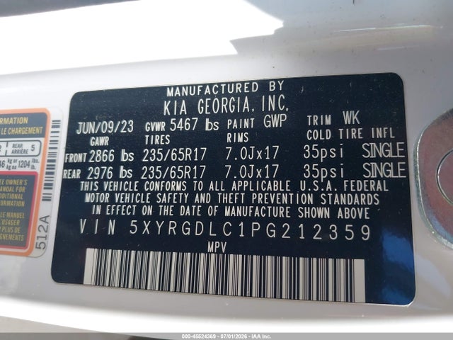 KIA SORENTO LX 2023 5XYRGDLC1PG212359 Image 9