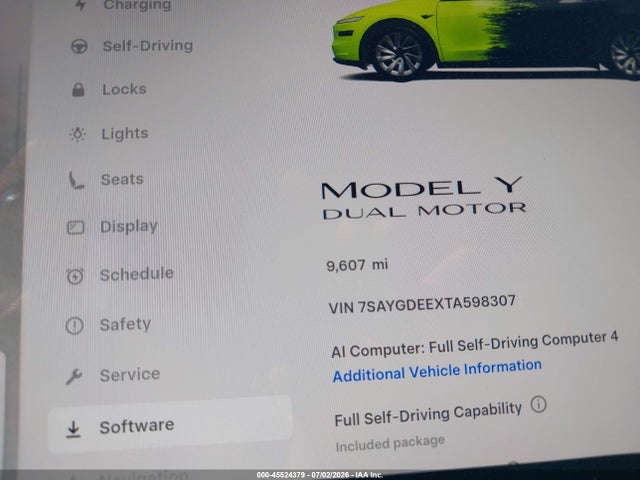 45524379 :رقم المزاد ، 7SAYGDEEXTA598307 vin ، 2026 Tesla Model Y All-wheel Drive/long Range Launch Series/premium All-wheel Drive مزاد بيع