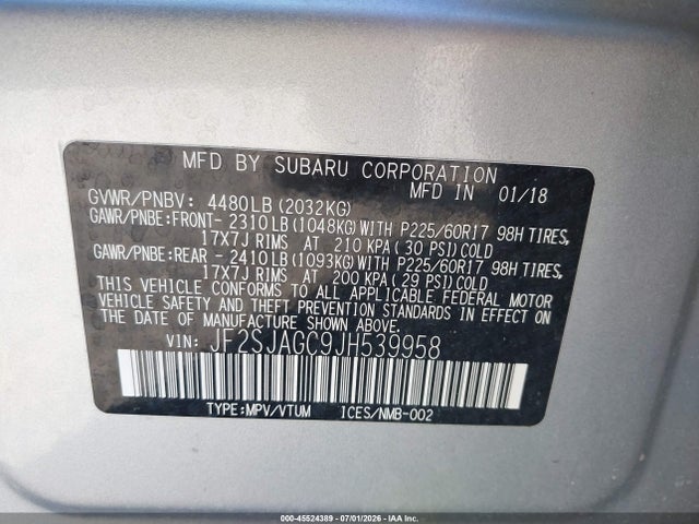 Subaru Forester 2.5i Premium 2018 JF2SJAGC9JH539958 Image 9