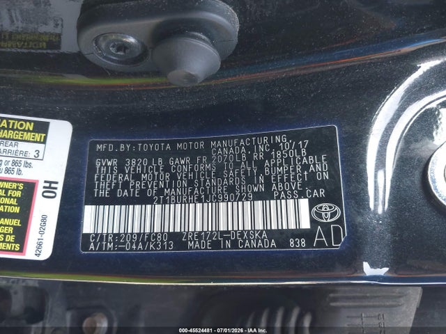 Toyota COROLLA SE 2018 2T1BURHE1JC990729 Image 9