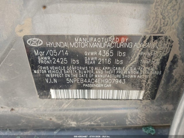 Hyundai SONATA GLS 2014 5NPEB4AC4EH907943 Image 9