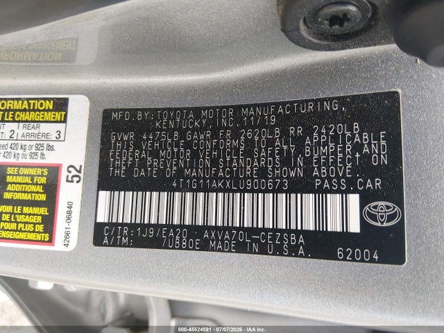 4T1G11AKXLU900673 Toyota CAMRY SE