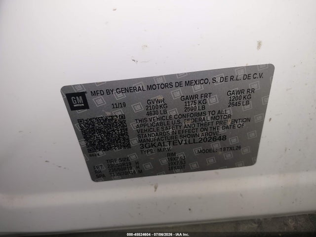 Продаж на аукціоні авто 2020 Gmc Terrain Awd Sle, vin: 3GKALTEV1LL202648, номер лоту: 45524604