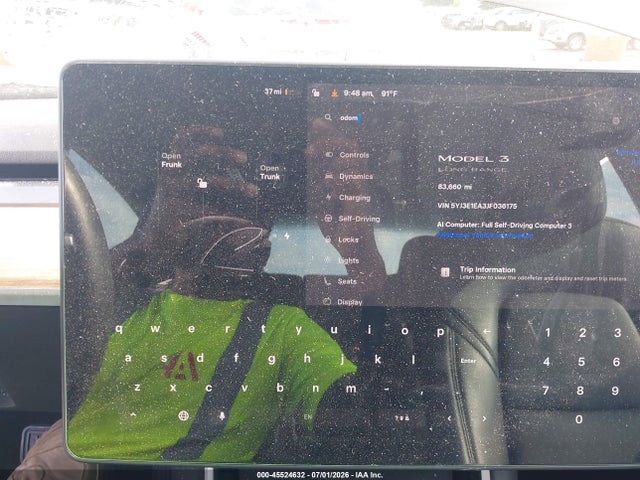 45524632 :رقم المزاد ، 5YJ3E1EA3JF036175 vin ، 2018 Tesla Model 3 Long Range/mid Range مزاد بيع