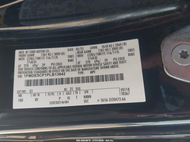 45524679 :رقم المزاد ، 1FMDE5CP1PLB13842 vin ، 2023 Ford Bronco Badlands مزاد بيع