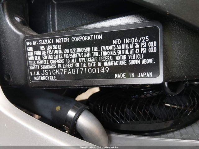 JS1GN7FA8T7100149 Suzuki GSX-R600