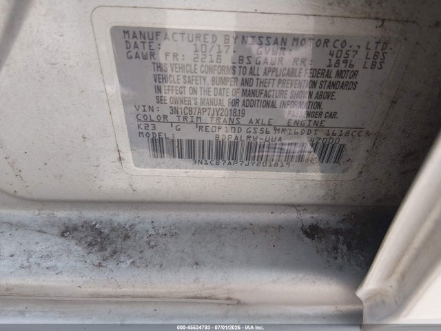 3N1CB7AP7JY201819 Nissan Sentra Sr Turbo
