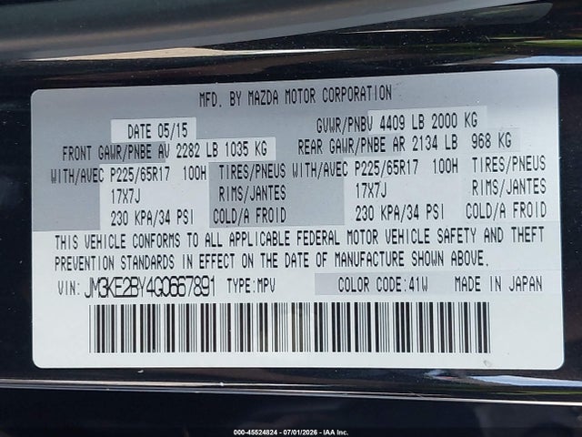 Aukcja sprzedaży 2016 Mazda Cx-5 Sport, vin: JM3KE2BY4G0667891, numer aukcji: 45524824