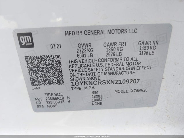 Продаж на аукціоні авто 2022 Cadillac Xt5 Fwd Premium Luxury, vin: 1GYKNCRSXNZ109207, номер лоту: 45524838
