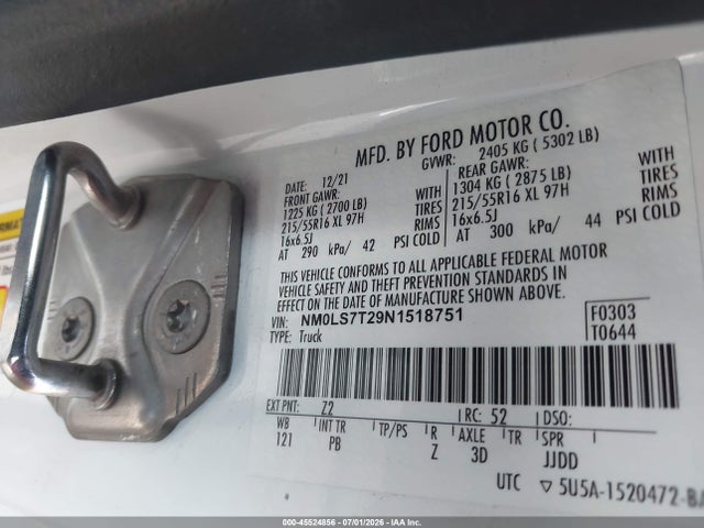 Продажа на аукционе авто 2022 Ford Transit Connect Xlt, vin: NM0LS7T29N1518751, номер лота: 45524856