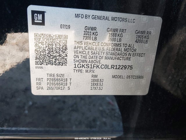 Продаж на аукціоні авто 2020 Gmc Yukon Xl 2wd Sle, vin: 1GKS1FKC0LR122975, номер лоту: 45524876